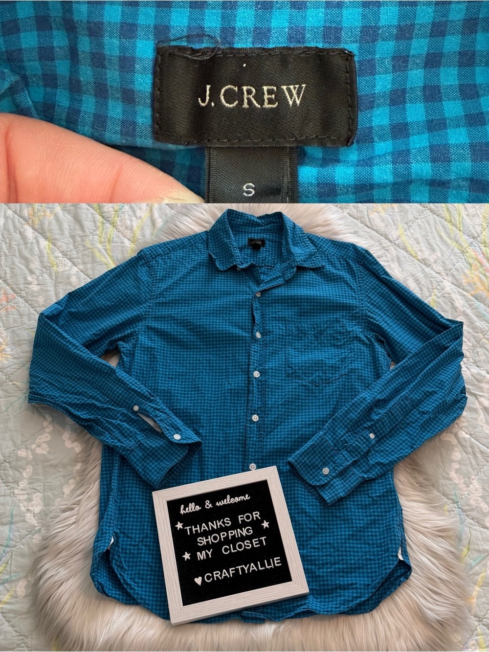 J. Crew Teal Check Button-Down Shirt | Men’s Small